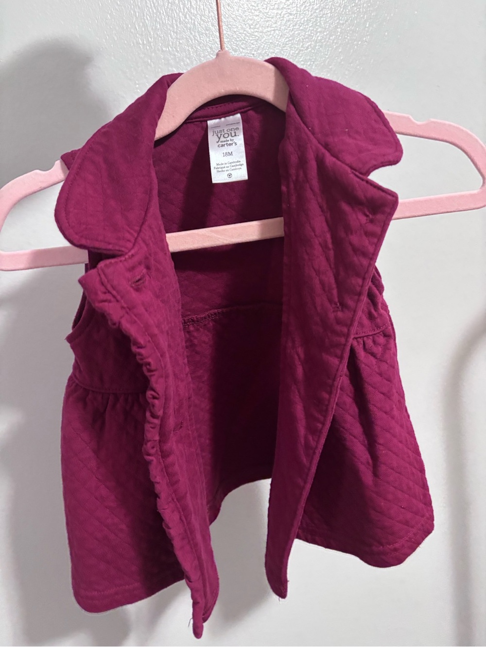 Carter's Quilted Fuchsia/Pink Sleeveless Vest
